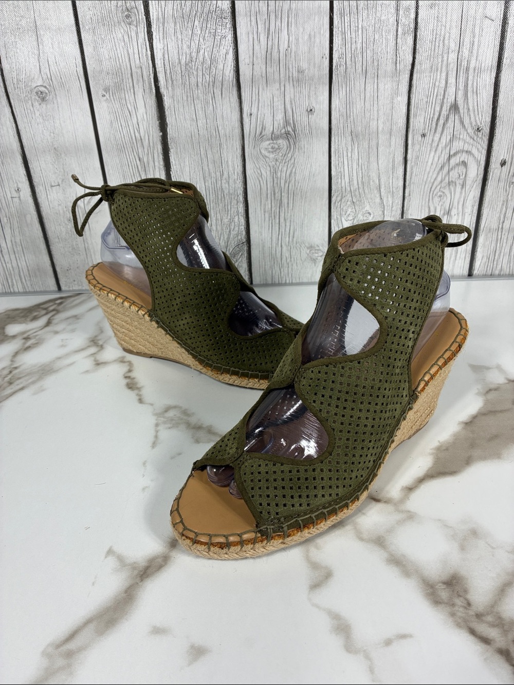 Franco Sarto| Olive Green Wedge Espadrille Sandals Size 8.5